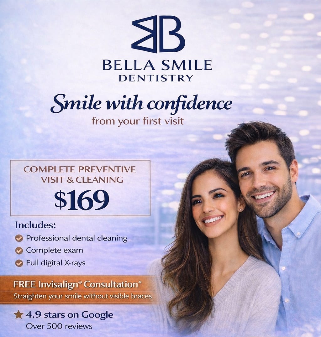New patient dental exam cleaning whitening specials Miami Bella Smile Dentistry