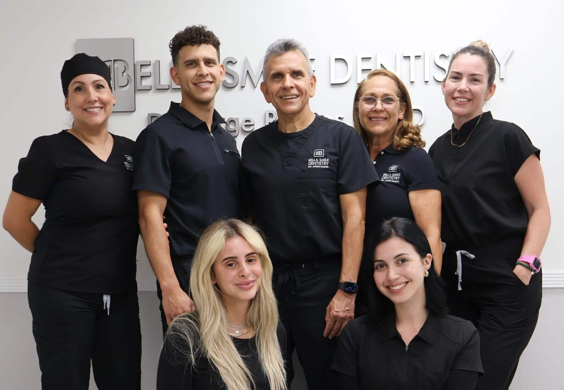 Picture of doctor and dental team smiling in the office
